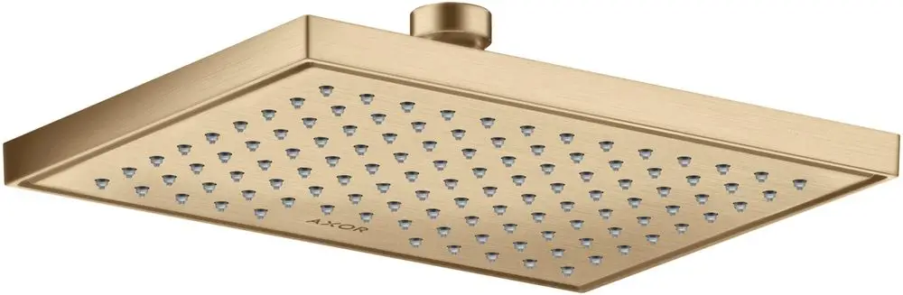 Kopfbrause in gebürstetem Bronze-Finish mit quadratischer Form und mehreren Wasserstrahlauslässen, gefertigt von AXOR.